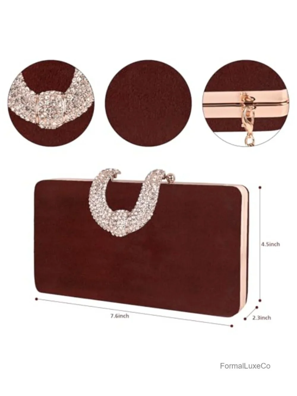 Crystal-Encrusted Evening Clutch with Detachable Chain for Formal Parties